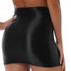 Vxuxlje Women's Oil Glossy Smooth Pencil Skirt Casual High Waist Rave Party Clubwear Miniskirt Black Large view 4