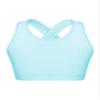 YONGHS Kids Girls Athletic Bra Shoulder Straps Cross at Rear Sport Bra Top Keyhole Back Shockproof Running Gym Light Blue 6 Years view 1