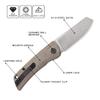 Petrified fish PFE05 Flavorist,3.15" K110 Satin Blade, 94g Micarta Handle Front Flipper Liner lock Folding knife (Khaki) view 2
