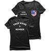 Personalised Women's USA 2026 Football T-Shirt Short Sleeve | Custom Name and Number | USA Flag Design (S Black Multi Color) view 1
