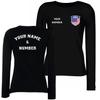 Personalised Women's USA 2026 Football T-Shirt Long Sleeve | Custom Name and Number | USA Flag Design (XL Black Multi Color) view 1
