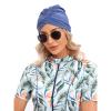 Womens Muslim Swimsuits Short Sleeve Printed Top Swim Pants With Chest Pads Full Coverage Swimwear Modest Islamic Hijab Ladies Beachwear Swimming Burkini Bathing Suit 3PCS Flamingo Flower X-Large view 3