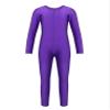 ranrann Girls Full Length Gymnastic Unitard Ballet Dance Bodysuit Seamless Dancewear Stretchy Jumpsuit Activewear Purple 3-4 view 1