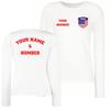 Personalised Women's USA 2026 Football T-Shirt Long Sleeve | Custom Name and Number | USA Flag Design (M White Multi Color) view 1