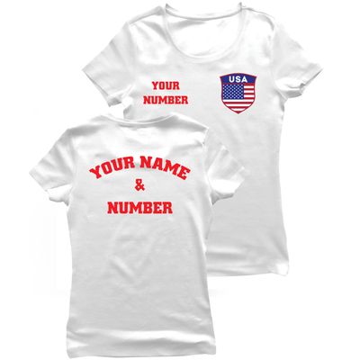 lepni.me Womens USA Soccer Shirt Your Name Number | American Flag Badge Personalized Jersey Custom Football | World Cup 2022 (M White Multi Color)