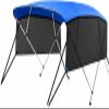 KAKIT Bimini Tops with Mesh Sidewalls Support Poles for Boats Marine Grade Canvas Top Includes 2 Straps Storage Boot 1 Inch Aluminum Frame(3 Bow 6'L x 46" H x 61"-66" W,Blue) view 1