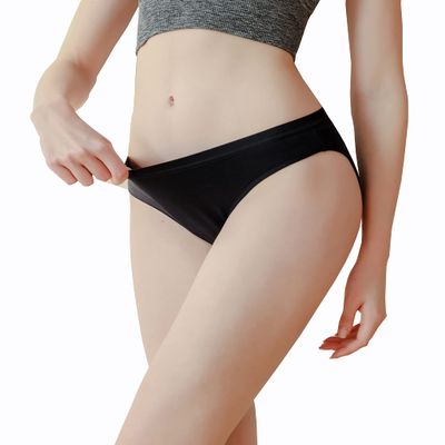 AIRCUTE Washable Absorbent Urinary Incontinence Underwear for Women or Girl, Bikini Panty for Bladder Leakage 25ml, Black (3X-Large)