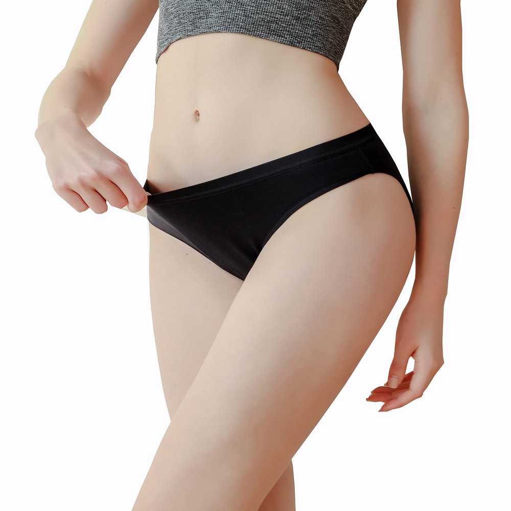 AIRCUTE Washable Absorbent Urinary Incontinence Underwear for Women or Girl, Bikini Panty for Bladder Leakage 25ml, Black (3X-Large)