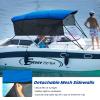 KAKIT Bimini Tops with Mesh Sidewalls Support Poles for Boats Marine Grade Canvas Top Includes 2 Straps Storage Boot 1 Inch Aluminum Frame(4 Bow 8'L x 54" H x 67"-72" W,Blue) view 3