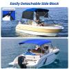 KAKIT Bimini Tops with Mesh Sidewalls Support Poles for Boats Marine Grade Canvas Top Includes 2 Straps Storage Boot 1 Inch Aluminum Frame(4 Bow 8'L x 54" H x 67"-72" W,Blue) view 4