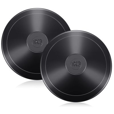 Deekin 2 Pcs 1KG Sports Rubber Practice Discus Smooth Surface Black Rubber Discus Disc Track and Field Equipment for High School Man Woman Outdoor Throwing Practice Students