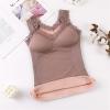ANRIO Women's Velvet Thermal Underwear with Wireless Bra Plus Size Warm Vest Tops Slim Fit Tank Top Inner Wear Undershirts (Color : Bean Paste, Size : XL/X-Large(65-85kg)) view 1