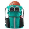 BeeGreen Teal Drawstring Backpack String Bag with Water Bottle Pockets Large Workout Bag Sackpack and Shoe Compartment Swim Sports Cinch Bag for Men Women Gym Yoga view 1