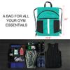 BeeGreen Teal Drawstring Backpack String Bag with Water Bottle Pockets Large Workout Bag Sackpack and Shoe Compartment Swim Sports Cinch Bag for Men Women Gym Yoga view 2
