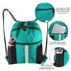 BeeGreen Teal Drawstring Backpack String Bag with Water Bottle Pockets Large Workout Bag Sackpack and Shoe Compartment Swim Sports Cinch Bag for Men Women Gym Yoga view 4