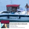 KAKIT Bimini Tops with Mesh Sidewalls Support Poles for Boats Marine Grade Canvas Top Includes 2 Straps Storage Boot 1 Inch Aluminum Frame(3 Bow 6'L x 46" H x 54"-60" W,Burgundy) view 3