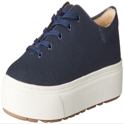Amazon Essentials Women's Casual Lace Up Platform Sneakers, Navy, 5