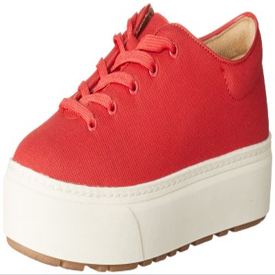 Amazon Essentials Women's Casual Lace Up Platform Sneakers, Red, 8.5