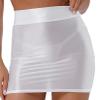 Vxuxlje Women's Oil Glossy Smooth Pencil Skirt Casual High Waist Rave Party Clubwear Miniskirt White X-Large view 2