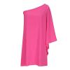 ADHOWBEW One Shoulder Dresses for Women,Plus Size Summer Dress Casual Flowy Floral Print Sexy Dress Fashion Batwing Sleeve Mini Dress Loose Fit Cute Dress Wedding Guest Dresses(B-Hot Pink,Medium) view 4