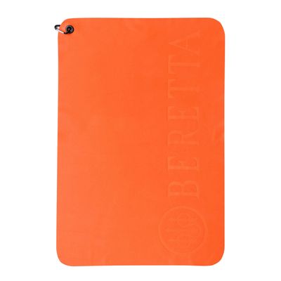 Beretta Hunting Tactical Quick-Drying Cleaning Microfiber Shooting Towel with Carabiner Clip, Orange Fluorescent