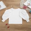 ACSUSS Toddler Kids Casual Wedding Prom Clothing Baby Girls Pullover Top Ribbed Knitted Shirt Slim Fit Solid Color Blouse White 4-5 Years view 4