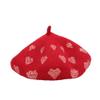 WYR Hat,Winter Warm Hat,Women's Beret, Classic Retro Beret Autumn Artist Cap Woman Hat Accessories Love Embroidery Hat,Red,M view 1