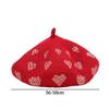 WYR Hat,Winter Warm Hat,Women's Beret, Classic Retro Beret Autumn Artist Cap Woman Hat Accessories Love Embroidery Hat,Red,M view 4