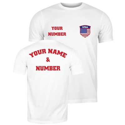 lepni.me Mens USA Soccer Shirt with Your Name Number | American Flag Badge Personalized Jersey Custom Football World Cup 2022 (M White Multi Color)