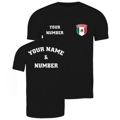 lepni.me Mens Mexico Soccer Shirt with Your Name Number Mexican Flag Badge Personalized Jersey Custom Football World Cup 2022 (3XL Black Multi Color)