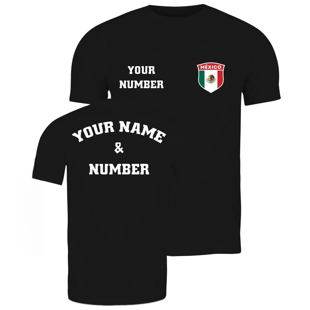lepni.me Mens Mexico Soccer Shirt with Your Name Number Mexican Flag Badge Personalized Jersey Custom Football World Cup 2022 (3XL Black Multi Color)
