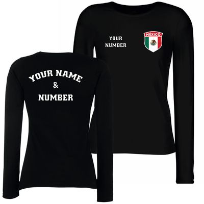 lepni.me Womens Shirt Mexico Football Jersey Your Name Number Mexican Personalized Flag Badge Custom Soccer | World Cup 2022 (M Black Multi Color)