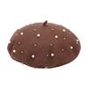 WYR Hat,Winter Warm Hat,Women's Beret, Classic Retro Artist Cap, Woman Hat Accessories Stud Painter Hat,Brown,M view 1