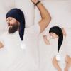 Geyoga 2 Pcs Men Silk Night Sleeping Cap Adjustable Drawstring Night Sleeping Cap with Pom Ball for Daily Use(Milk Fiber,Black, Navy Blue) view 4