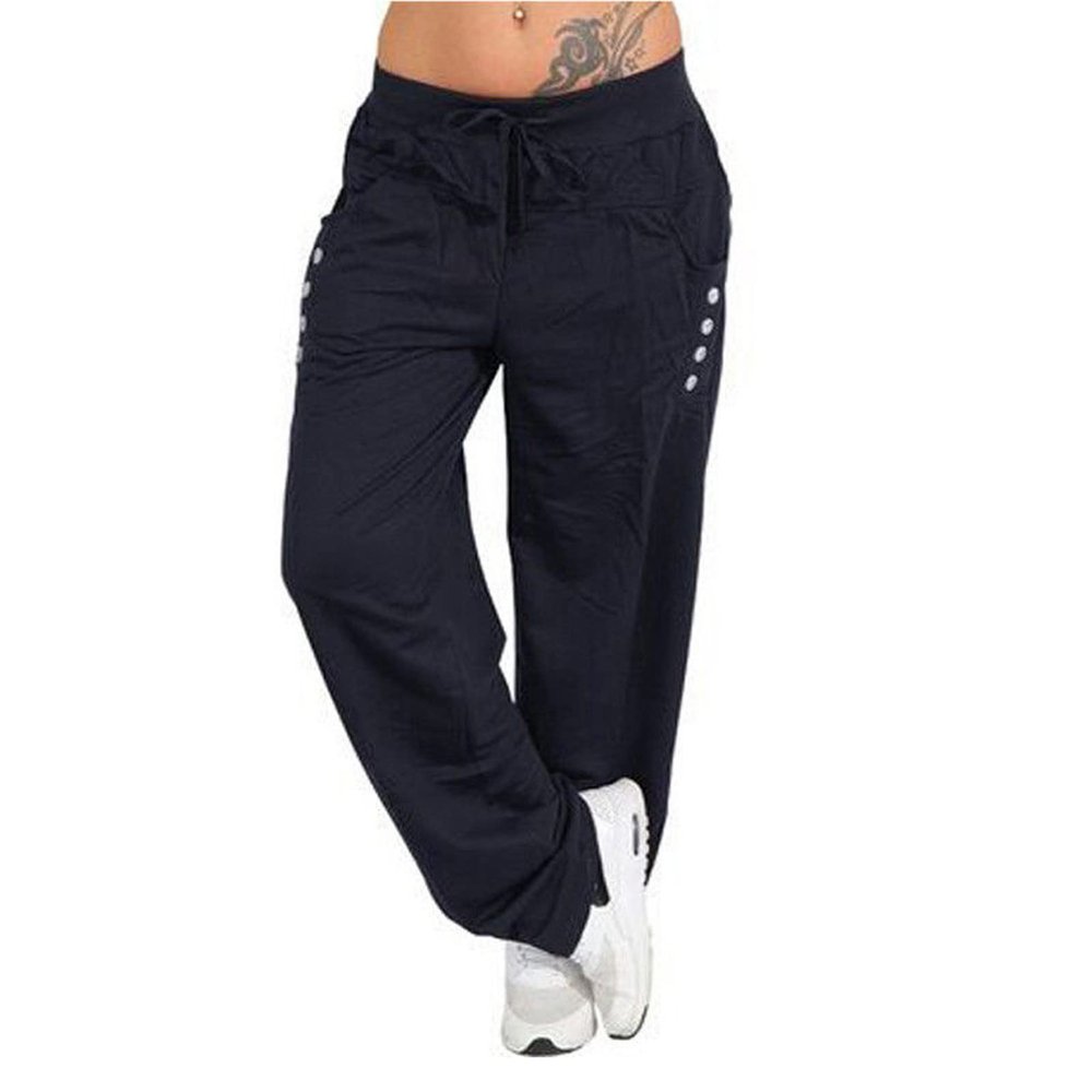 Yoga Pants with Pockets for Women Bootcut High Waist Workout Bootleg Pants Tummy Control Cargo Wide Leg Flare Pants A01#Navy