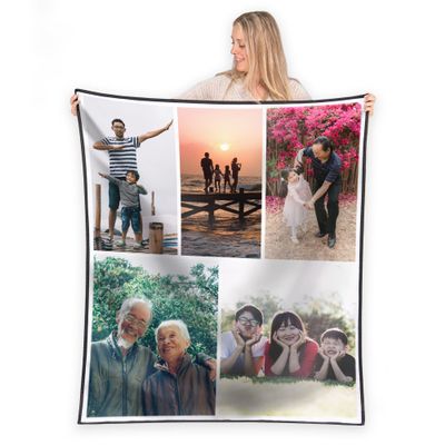 FrameStory Custom Blanket Photos and Text, Fully Customizable with Your Pictures and Message, Water Resistant Outdoor Throw, 50" x 60"