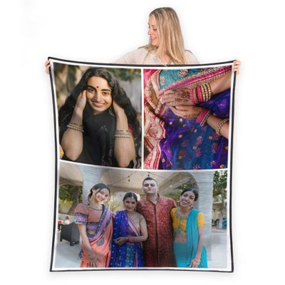 FrameStory Custom Blanket Photos and Text, Fully Customizable with Your Pictures and Message, Water Resistant Outdoor Throw, 50" x 60"