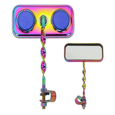 ALTALINE Bicycle Oil-Slick Neon Flat Twisted Rectangle Bike Mirror, Reflectors Multiple Colors. (Blue)