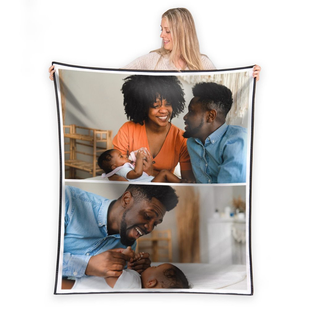 FrameStory Custom Blanket Photos and Text, Fully Customizable with Your Pictures and Message, Water Resistant Outdoor Throw, 50" x 60"