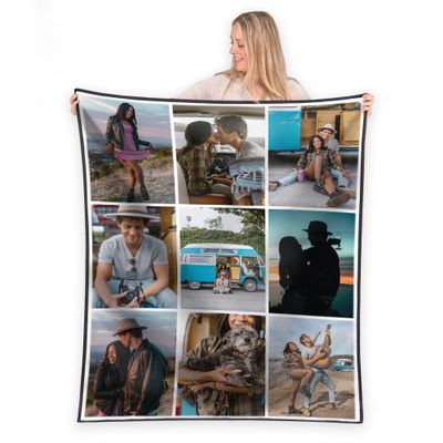 FrameStory Custom Blanket Photos and Text, Fully Customizable with Your Pictures and Message, Water Resistant Outdoor Throw, 50" x 60"