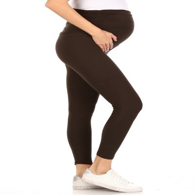 Leggings Depot Women's Maternity Leggings Over The Belly Pregnancy Casual Yoga Tights (Brown, 3X)