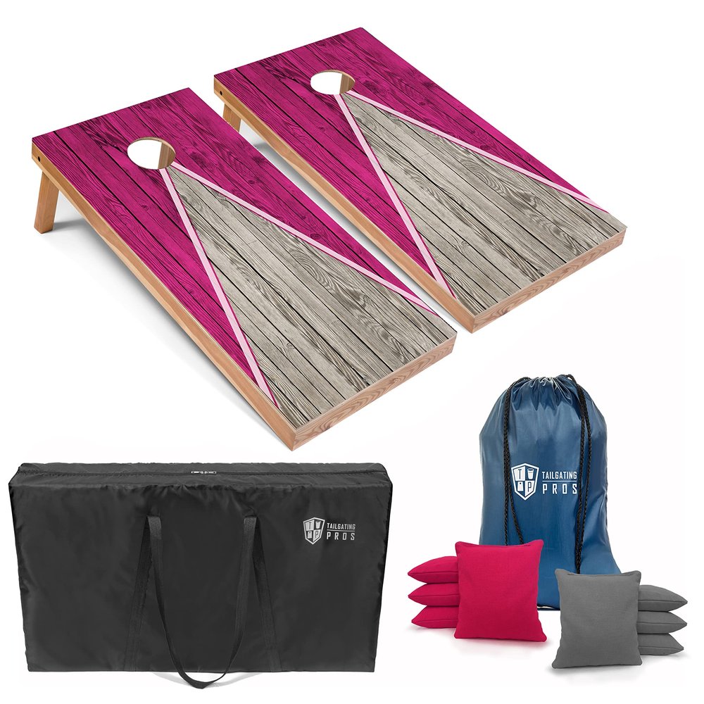 Tailgating Pros Lightweight Pyramid Design Cornhole Board Set w/Bean Bags and Carrying Case - 4'x2' Regulation Cornhole Game