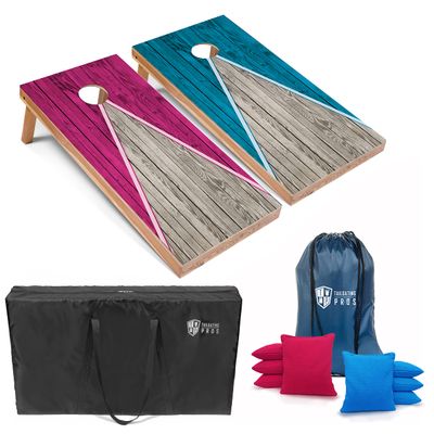 Tailgating Pros Lightweight Pyramid Design Cornhole Board Set w/Bean Bags and Carrying Case - 4'x2' Regulation Cornhole Game