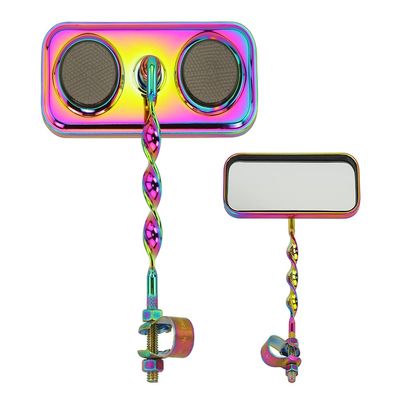 ALTALINE Bicycle Oil-Slick Neon Flat Twisted Rectangle Bike Mirror, Reflectors Multiple Colors. (Black)