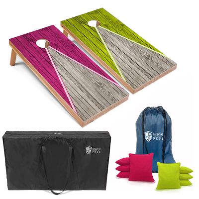 Tailgating Pros Lightweight Pyramid Design Cornhole Board Set w/Bean Bags and Carrying Case - 4'x2' Regulation Cornhole Game