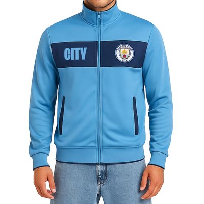Icon Sports Officially Licensed Manchester City FC Soccer Track Jacket - Unisex Adult - MC52TJ Light Blue M