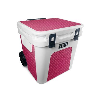 MightySkins Carbon Fiber Skin Compatible with Yeti Roadie 48 Wheeled Cooler - Pink Pleather | Protective, Durable Textured Carbon Fiber Finish | Easy to Apply and Change Style | Made in The USA