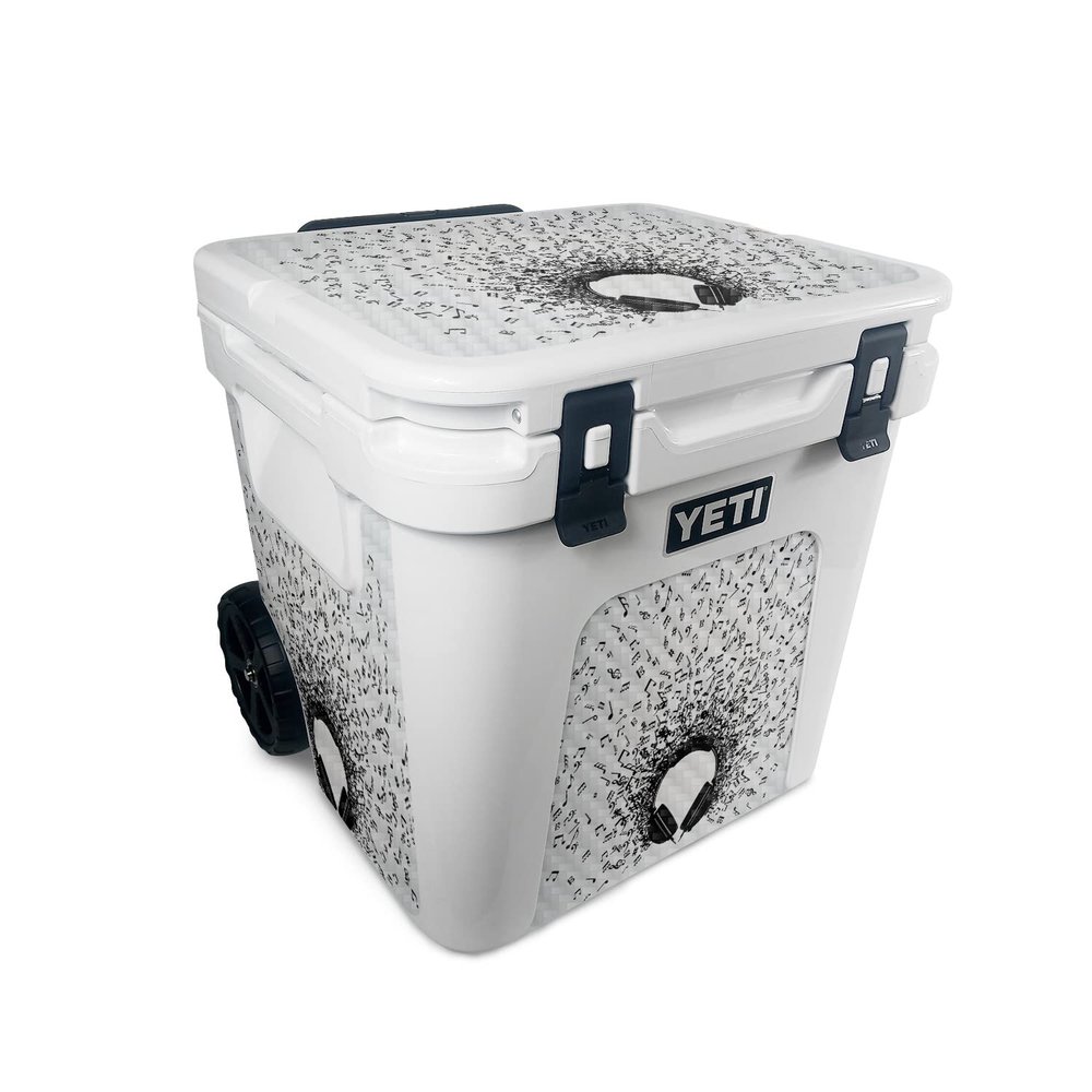 MightySkins Carbon Fiber Skin Compatible with Yeti Roadie 48 Wheeled Cooler - Earworm | Protective, Durable Textured Carbon Fiber Finish | Easy to Apply, Remove, and Change Styles | Made in The USA