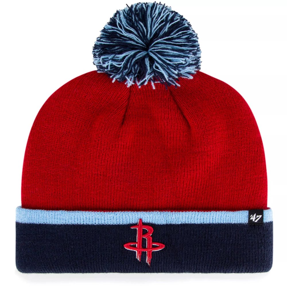 47 Houston Rockets Navy Blue Cuff Baraka Beanie Hat with Pom - NBA Fashion Cuffed Winter Knit Cap