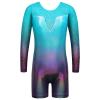 BAOHULU Gymnastics Leotards for Girls Long Sleeve Shiny Sequins Kids Biketards with Shorts Dance Unitards B217_Aqua_110 view 1